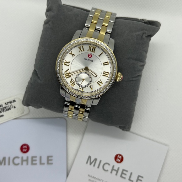 Michele Gold/Silver Harbor 2 Tones Dial Mww28a000002 Watch NWT - Picture 9 of 15